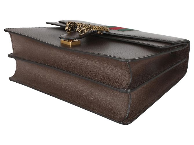 Gucci Marrone Pelle Testurizzata di Vitello Web Medio Dionysus - vista 14
