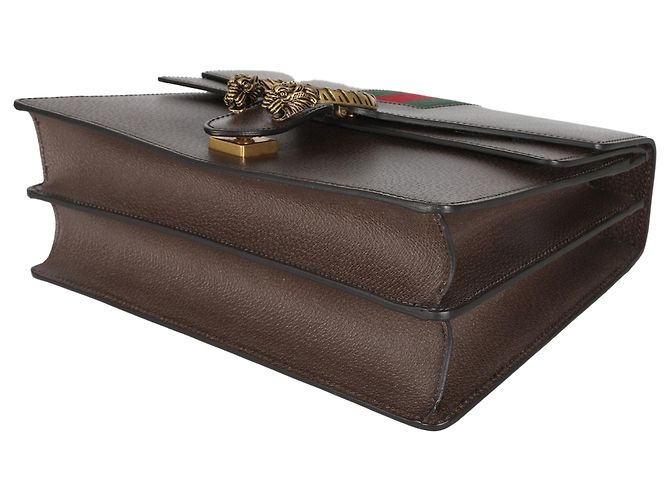 Gucci Marrone Pelle Testurizzata di Vitello Web Medio Dionysus - vista 3