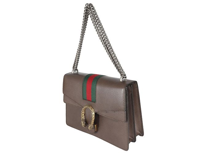 Gucci Marrone Pelle Testurizzata di Vitello Web Medio Dionysus - vista 6