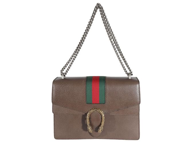 Gucci Marrone Pelle Testurizzata di Vitello Web Medio Dionysus - vista 7