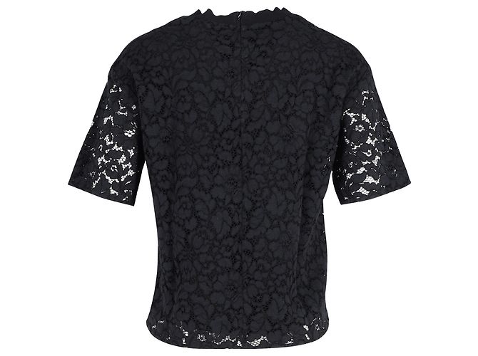 Top in pizzo a maniche corte Joseph in poliestere nero - vista 3