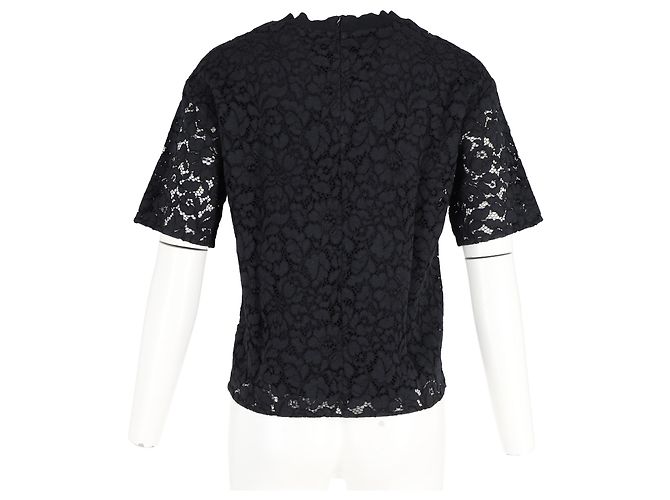 Top in pizzo a maniche corte Joseph in poliestere nero - vista 6