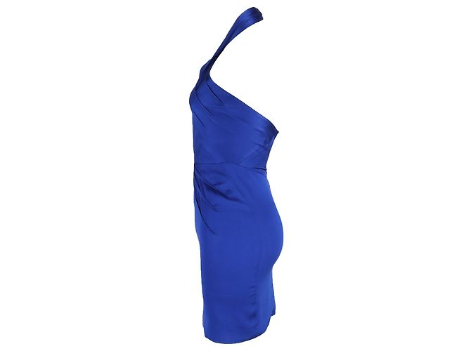 Vestido Mini Halter Zac Posen en Satén Azul - vista 2