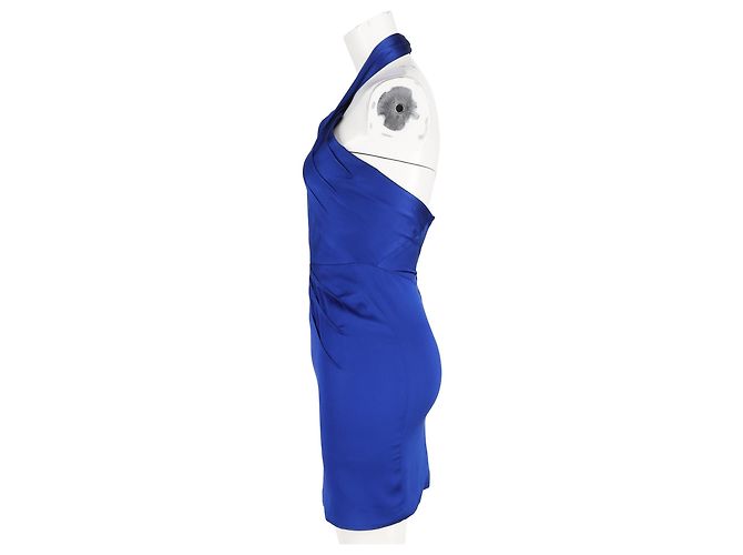 Vestido Mini Halter Zac Posen en Satén Azul - vista 5