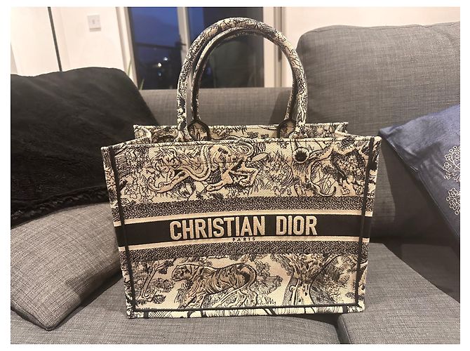 Borsa Tote Christian Dior Nera in Cotone Nero - vista 2