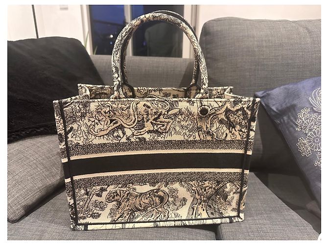 Borsa Tote Christian Dior Nera in Cotone Nero - vista 4