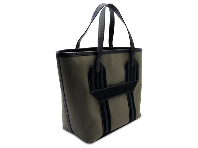Trim Hermès Graue Canvas Pursangle Tote Braun Anthrazitgrau - Ansicht 2