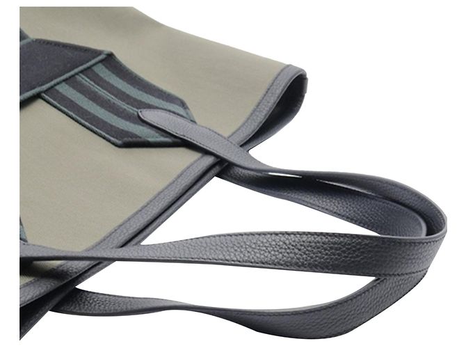 Trim Hermès Graue Canvas Pursangle Tote Braun Anthrazitgrau - Ansicht 5