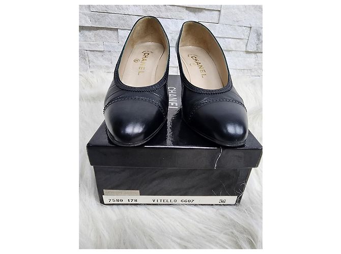 Décolleté Chanel in pelle nera Nero - vista 10