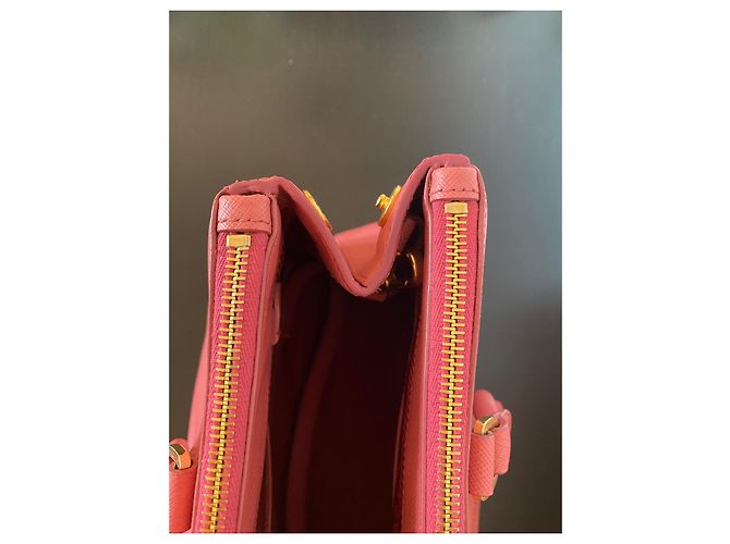 Borsa a mano Prada Galleria in pelle saffiano rosa - vista 16