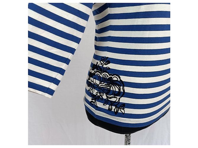 Camiseta Jean Paul Gaultier com listras brancas e azuis Branco Azul - vista 10