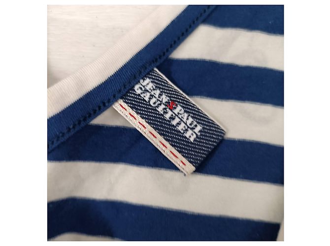 Camiseta Jean Paul Gaultier com listras brancas e azuis Branco Azul - vista 3