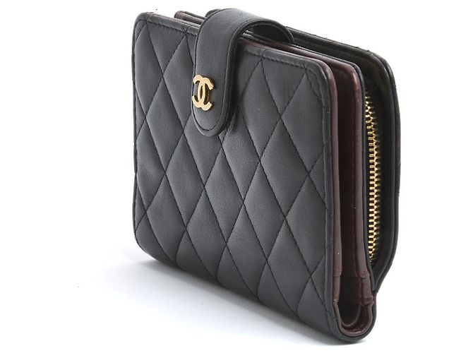 Chanel Compact Classic CC Black Leather Wallet in box - view 3