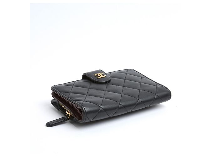 Chanel Compact Classic CC Black Leather Wallet in box - view 6