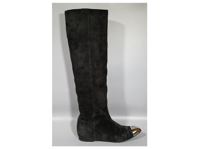 Chanel Botas Altas de Ante Negro - vista 2