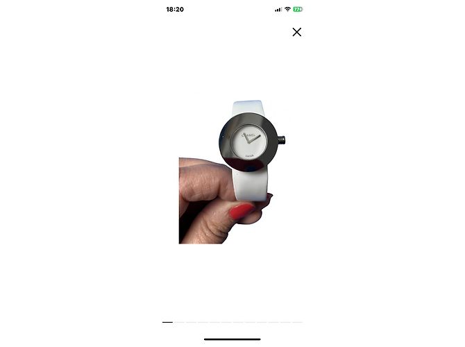 La Ronde Montre Chanel Ronde Acier et Cuir Vernis Blanc - vue 3