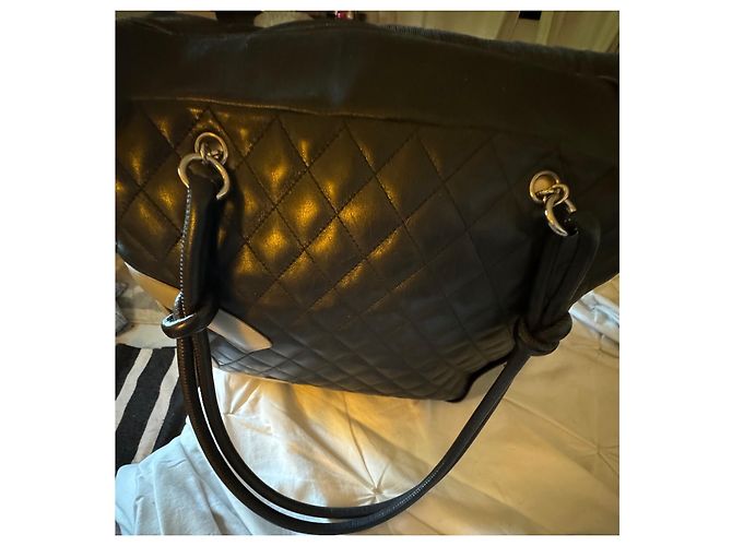Borsa a mano Chanel Cambon Grande Modello in Pelle Nero e Grigio - vista 11