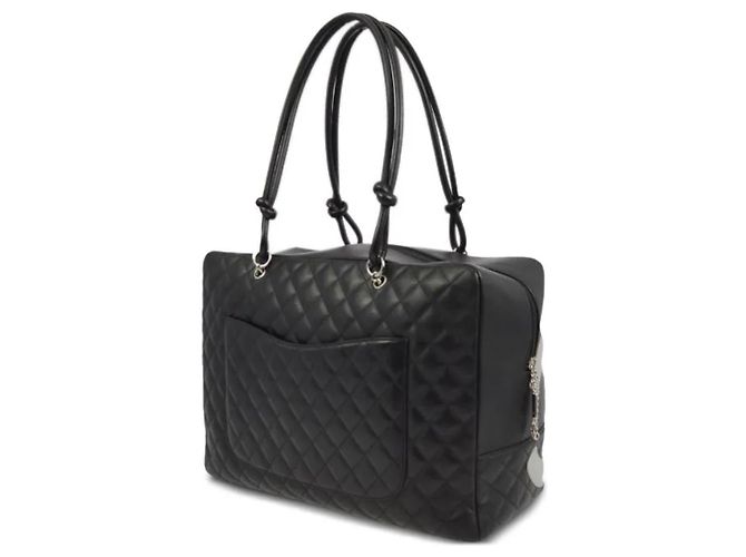 Borsa a mano Chanel Cambon Grande Modello in Pelle Nero e Grigio - vista 2