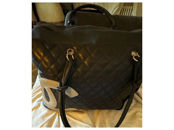 Borsa a mano Chanel Cambon Grande Modello in Pelle Nero e Grigio - vista 3