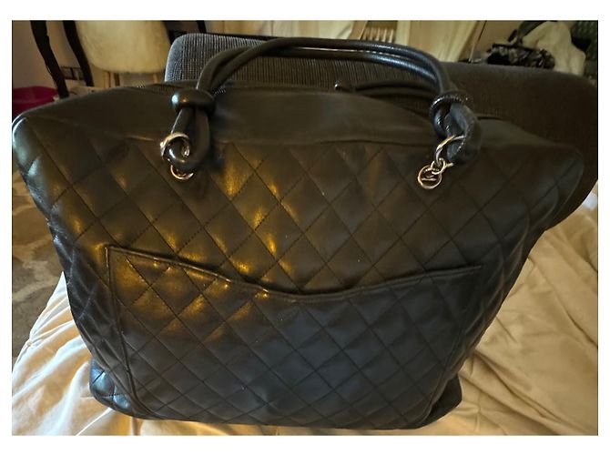 Borsa a mano Chanel Cambon Grande Modello in Pelle Nero e Grigio - vista 5
