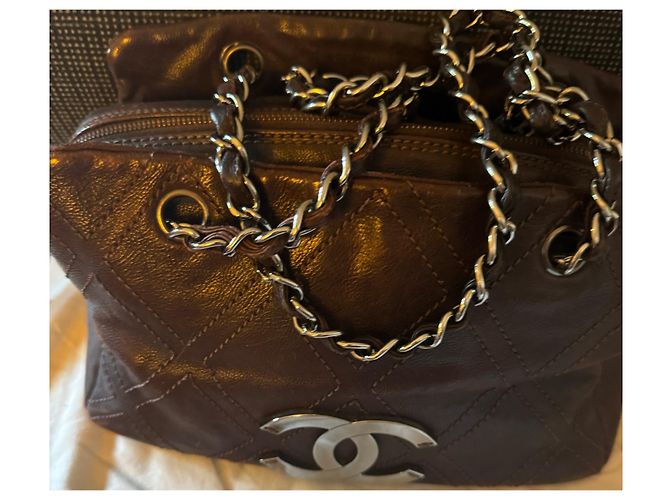 Trendy CC Borsa a mano Chanel in pelle marrone - vista 11