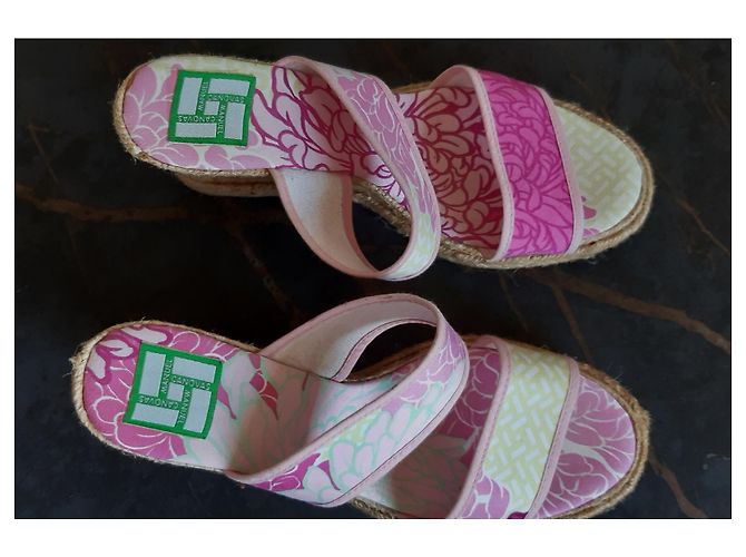 Autre Marque Manuel Canovas Keilsandaletten Blumenmuster Rosa Weiß Pink - Ansicht 6