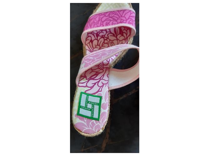 Autre Marque Manuel Canovas Keilsandaletten Blumenmuster Rosa Weiß Pink - Ansicht 7