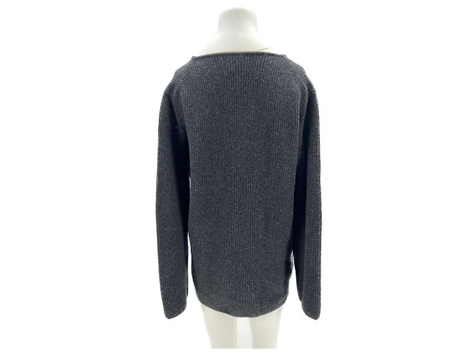 Autre Marque Nicht Signiert / Unsignierte Strickwaren T.International M Wolle Grau - Ansicht 2