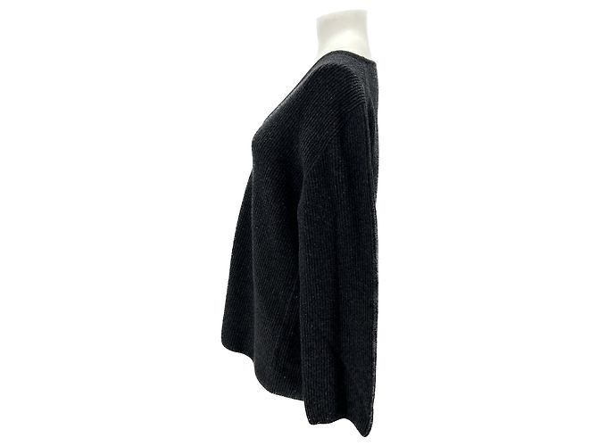 Autre Marque Nicht Signiert / Unsignierte Strickwaren T.International M Wolle Grau - Ansicht 4