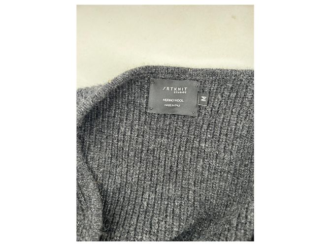 Autre Marque Nicht Signiert / Unsignierte Strickwaren T.International M Wolle Grau - Ansicht 5