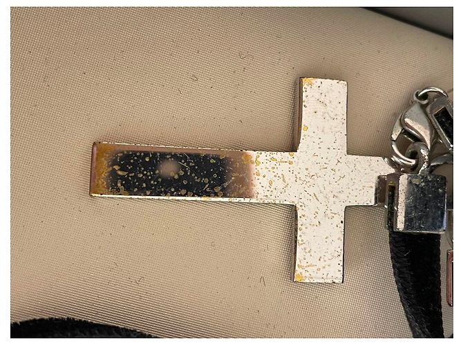 Collana Christian Dior Croce Nera in Acciaio Nero - vista 8