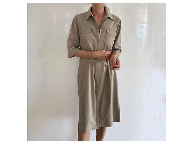 Autre Marque Vestido sahariano túnica tipo blusa beige algodón - vista 4