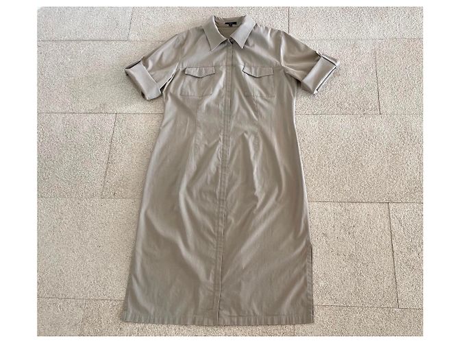 Autre Marque Vestido sahariano túnica tipo blusa beige algodón - vista 5