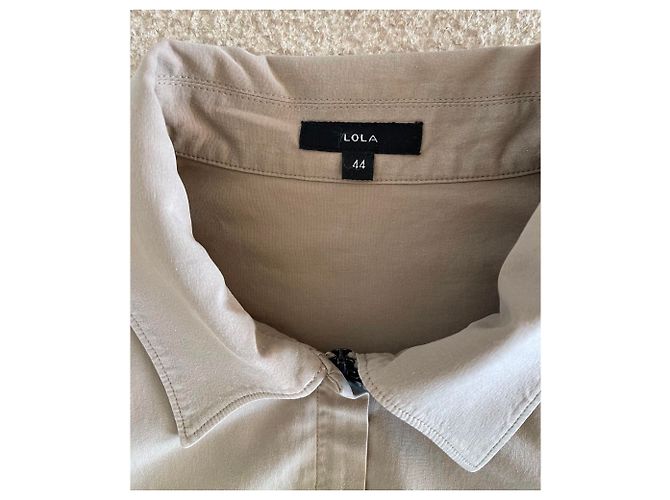 Autre Marque Vestido sahariano túnica tipo blusa beige algodón - vista 7