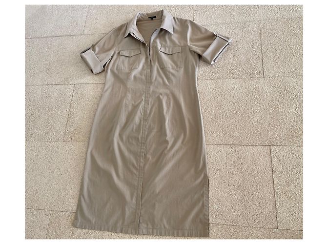 Autre Marque Vestido sahariano túnica tipo blusa beige algodón - vista 8