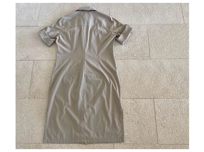 Autre Marque Vestido sahariano túnica tipo blusa beige algodón - vista 12