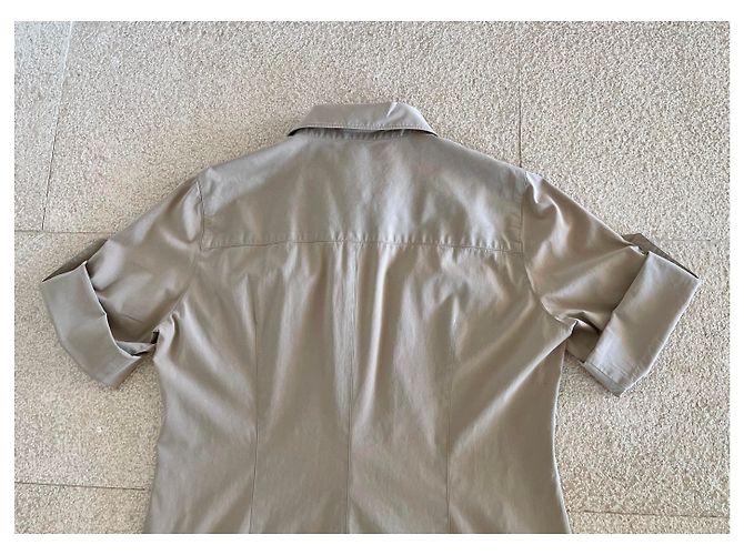 Autre Marque Vestido sahariano túnica tipo blusa beige algodón - vista 14