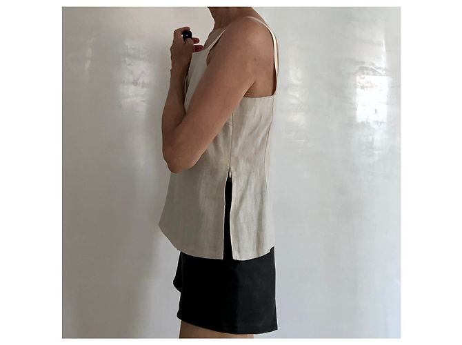 Autre Marque Top bustier de lino gris masilla con tirantes de raso Esprit T.36-38 Beige - vista 15