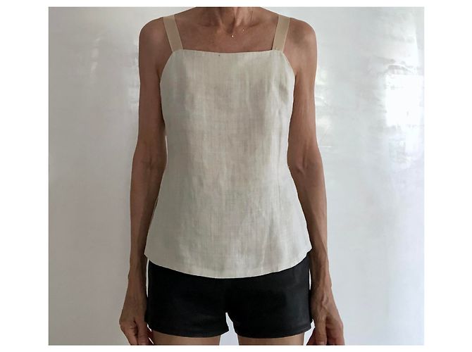 Autre Marque Top bustier de lino gris masilla con tirantes de raso Esprit T.36-38 Beige - vista 16