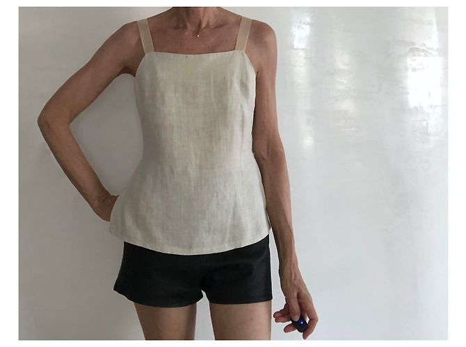 Autre Marque Top bustier de lino gris masilla con tirantes de raso Esprit T.36-38 Beige - vista 18