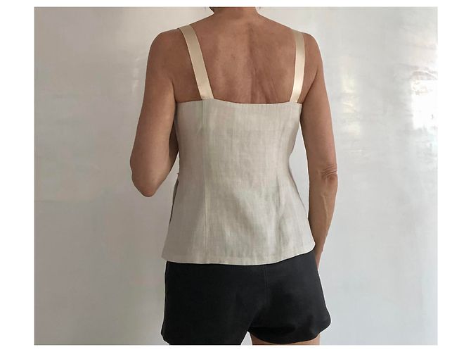 Autre Marque Top bustier de lino gris masilla con tirantes de raso Esprit T.36-38 Beige - vista 19