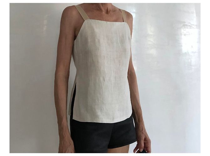 Autre Marque Top bustier de lino gris masilla con tirantes de raso Esprit T.36-38 Beige - vista 20