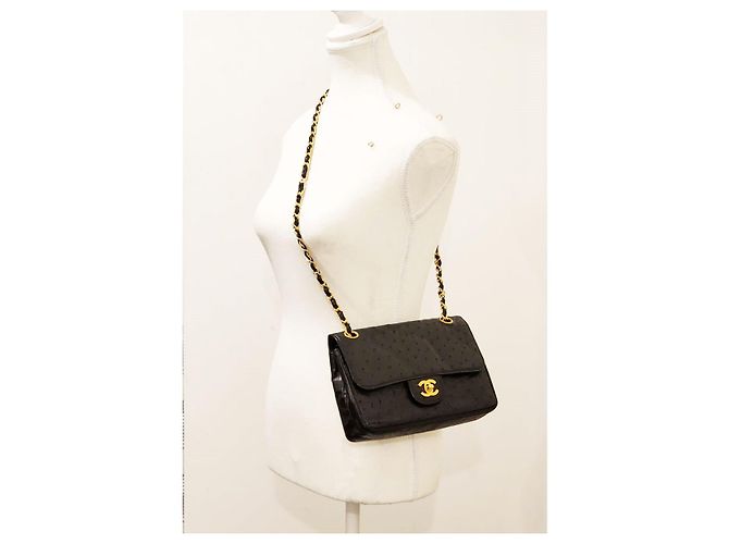 Timeless Borsa classica senza tempo con patta in struzzo Chanel Nero - vista 22