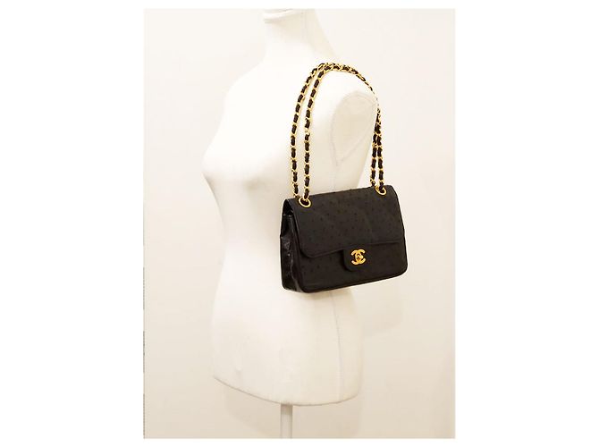 Timeless Borsa classica senza tempo con patta in struzzo Chanel Nero - vista 23