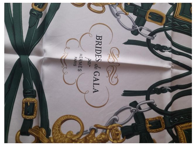 Foulard Hermès in seta Verde Nastri da gala verdi Verde scuro - vista 4