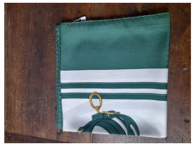 Foulard Hermès in seta Verde Nastri da gala verdi Verde scuro - vista 5