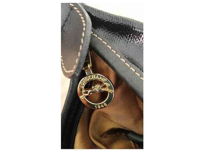 Idole Longchamp Le Foulonné Idol Handbag Black Patent Leather - view 6