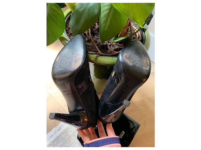 Botas de tacón Versace negras de ante y cuero 36.5 Negro - vista 7
