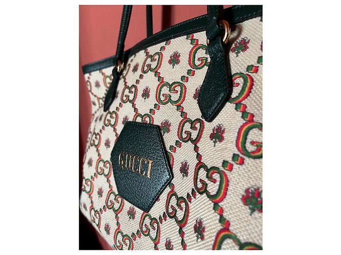 Borsa Tote Gucci Ophidia Centennial Beige Verde - vista 11