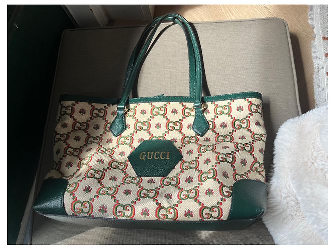 Borsa Tote Gucci Ophidia Centennial Beige Verde - vista 4